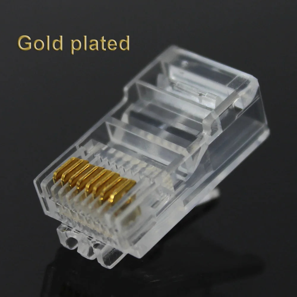 20/50/100PCS RJ45 Ethernet Cables Module Plug Network Connector RJ-45 Crystal Heads Cat5 Cat5E Gold Plated Network Cable