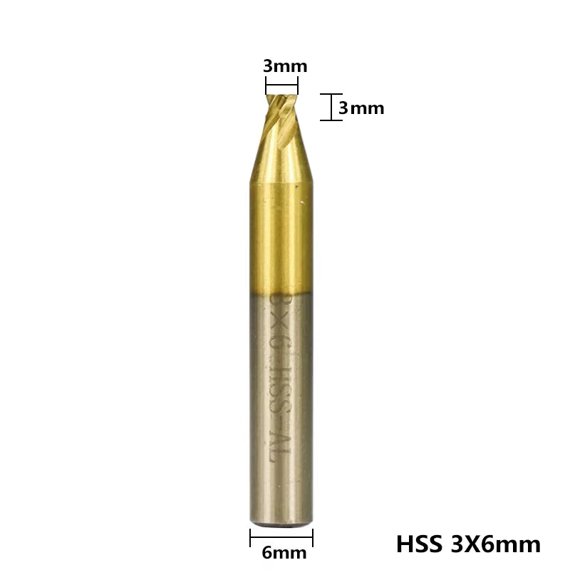 1Pc 6Mm Shank Titanium Coated Key Cutting Machine End Milling Cutter 1/1.5/2.0/2.5/3.0/4.0/5.0Mm Vertical Key Machine
