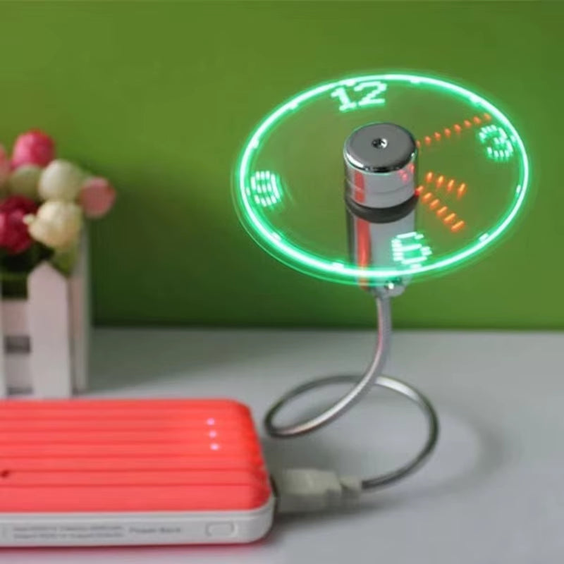 Hand Mini USB Fan Portable Gadgets Flexible Gooseneck LED Clock Fans by Laptop PC Notebook Real Time Display Durable Adjustable