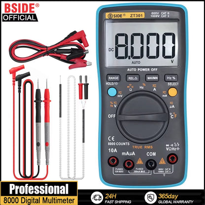 Digital Multimeter Auto Range True RMS 8000 High Precision Ammeter Voltmeter Smart Capacitor Temperature NCV Ohm Hz Tester