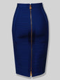 16 Colors Sexy Solid Zipper Orange Blue Black Red Bandage Skirt Women Elastic Bodycon Summer XL XXL Pencil Skirts 58Cm