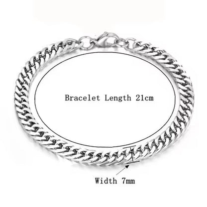Mens 316L Stainless Steel Male Bracelet Wholesale Braslet Gold Silver Color Braclet Chunky Cuban Chain Link Bracelet for Man