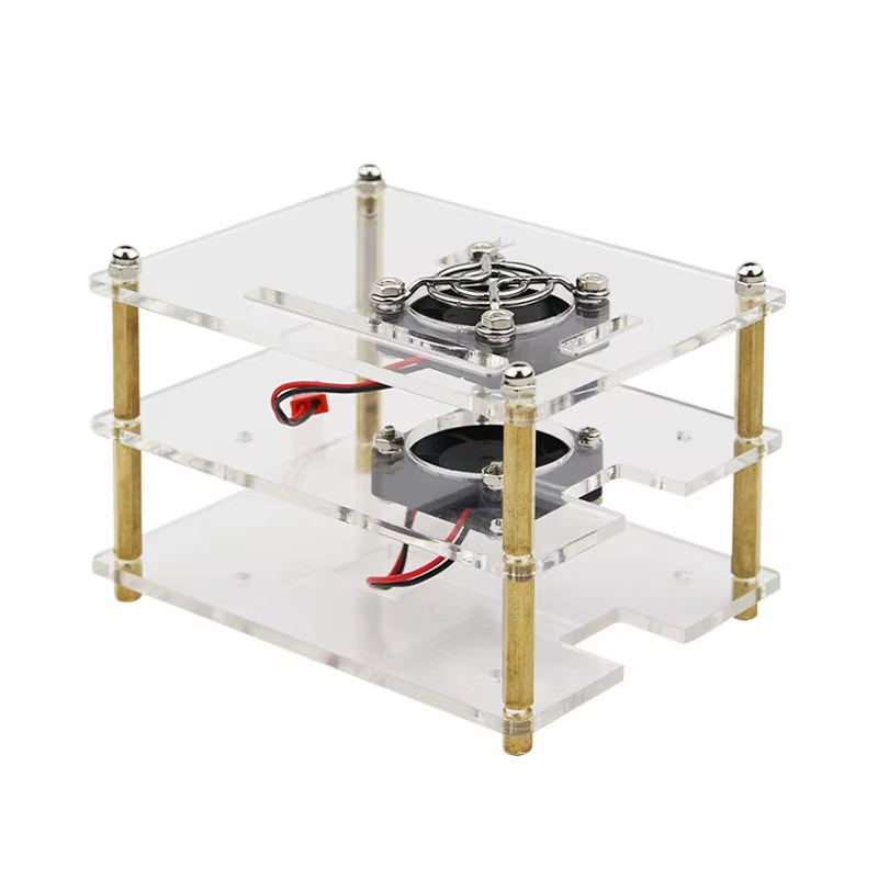 3 Layer Raspberry Pi Acrylic Case Clear Box Cover + Cooling Fans for Raspberry Pi 4B 3B+ 3B DIY Cluster