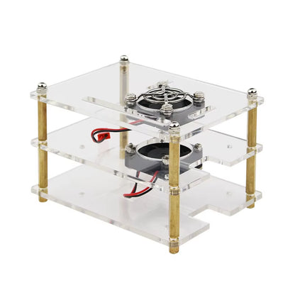 3 Layer Raspberry Pi Acrylic Case Clear Box Cover + Cooling Fans for Raspberry Pi 4B 3B+ 3B DIY Cluster
