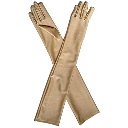 Classic Adult Black White Red Grey Skin Opera/Elbow/Wrist Stretch Satin Finger Long Gloves Women Flapper Gloves Matching Costume