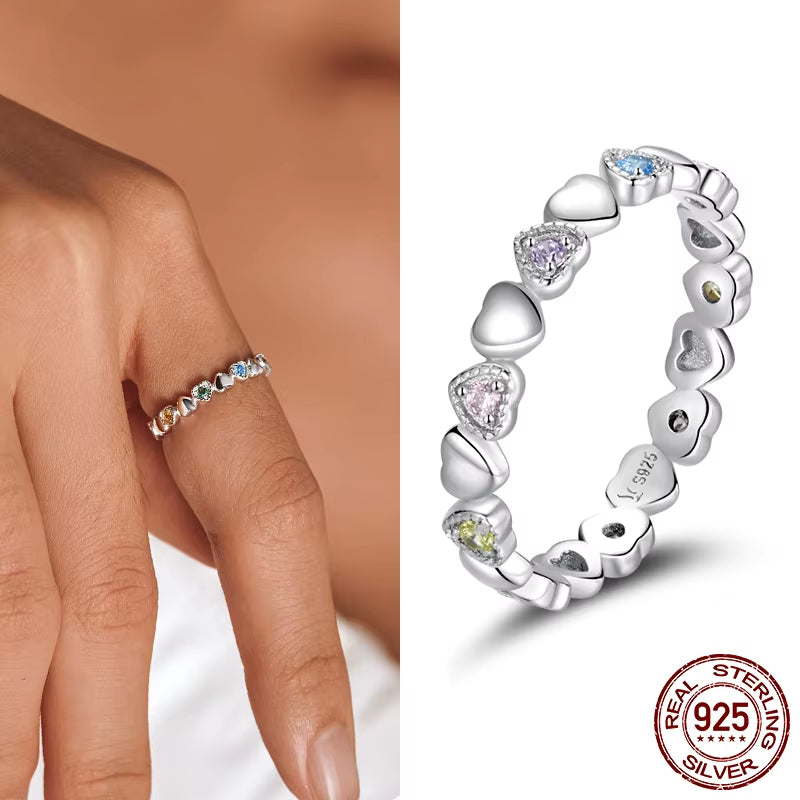 Hot Sale 100% 925 Sterling Silver Styles Stackable Ring Party Finger Wedding Rings for Women Original Fashion Jewelry Gift
