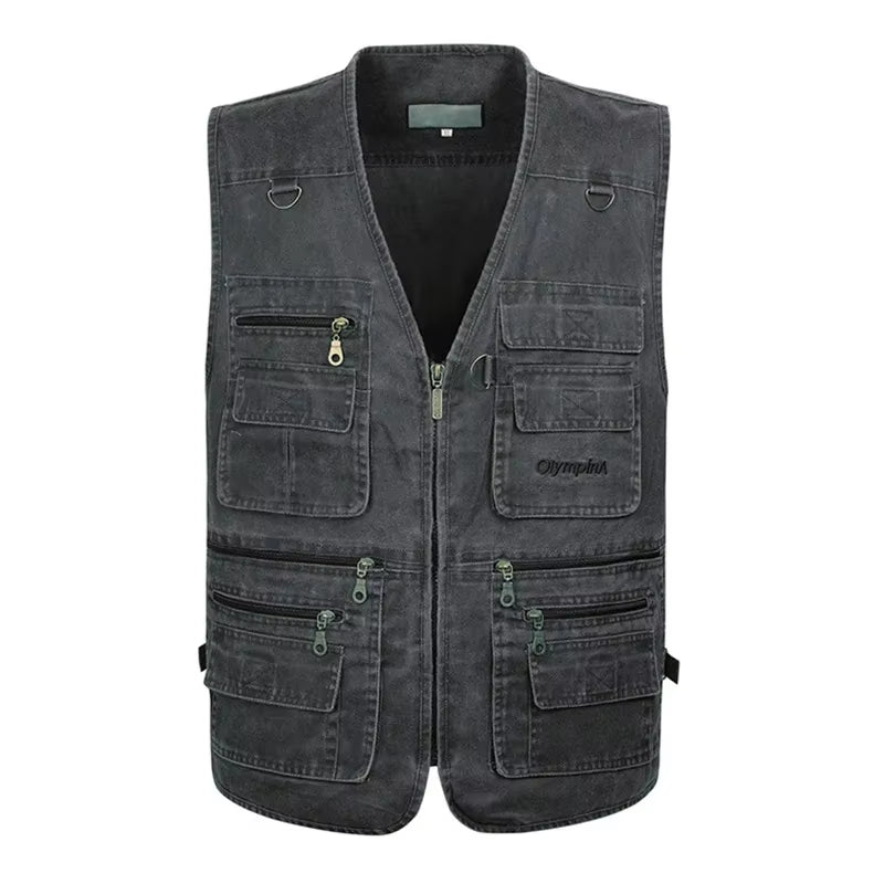 8XL 9XL 10XL New Male Casual Summer Big Size Cotton Sleeveless Vest with Many 16 Pockets Men Multi Pocket Photograph Waistcoat
