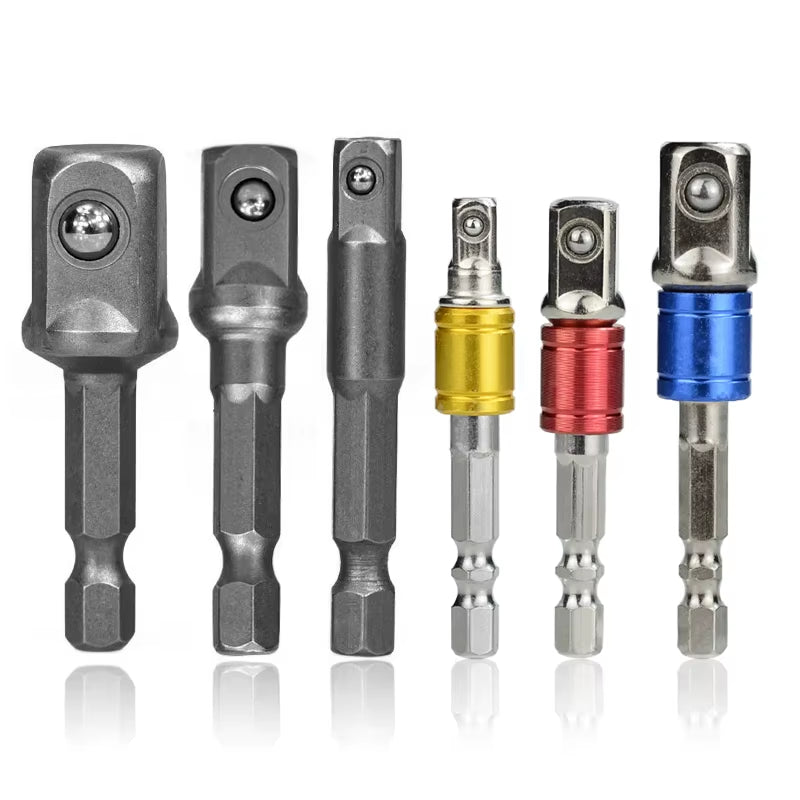 3Pcs 1/4 "3/8" 1/2 " Socket Adapter Hex Shank Drill Bits Extension Rod Power Tool Accessories Impact Drill Socket Adapter