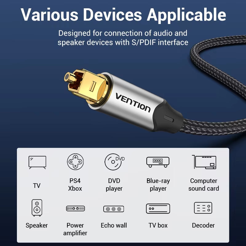 Digital Optical Audio Cable Toslink SPDIF Coaxial Cable 1M 2M for Amplifiers Blu-Ray Xbox 360 PS4 Soundbar Fiber Cable