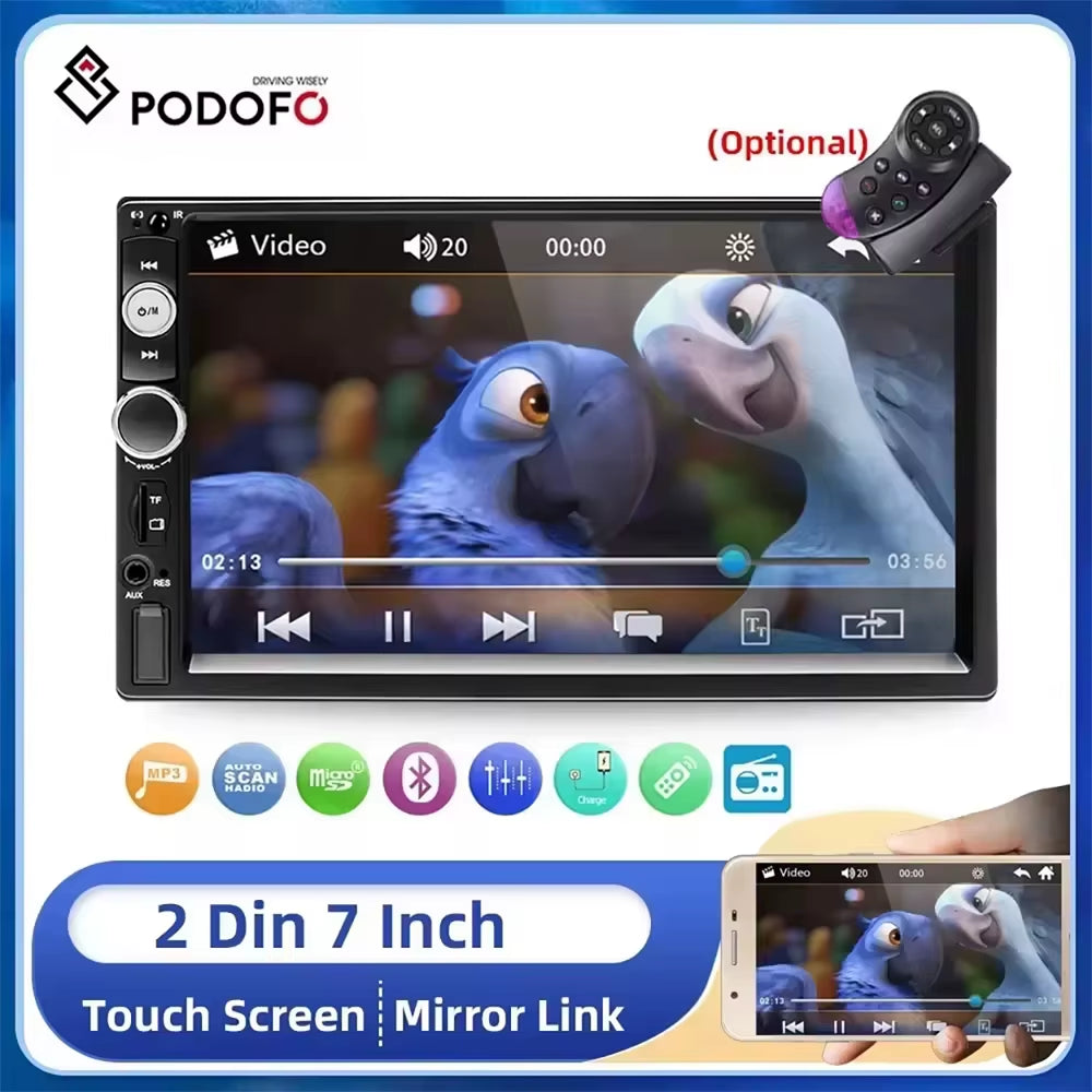 2 Din Car Radio 7" Bluetooth Stereo 2Din Video Multimedia Player Autoradio Touch Screen Auto Radio for Universal VW Kia