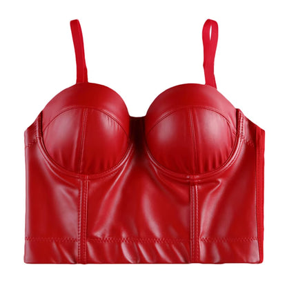 Women Leather Corset Top Crop Bustier Gothic Bra Push up Bodice Sexy Lingerie Corselet Party Short Camis plus Size 6XL