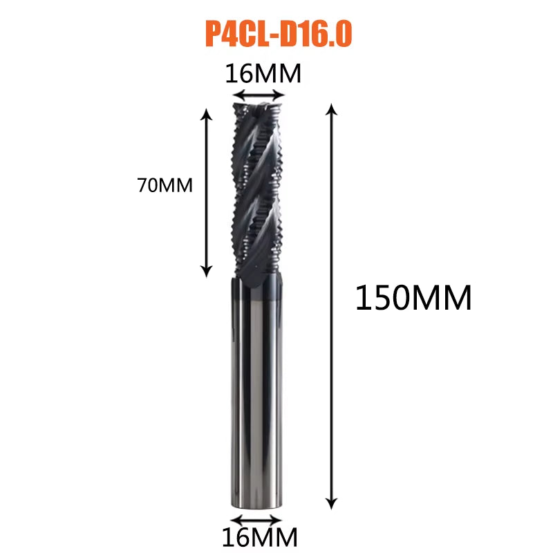 Solid Carbide Roughing End Mill 4 Flute CNC Milling Cutter Bits Router Bit for 50 Hrc Metal Roughing Machining 6Mm to 20Mm