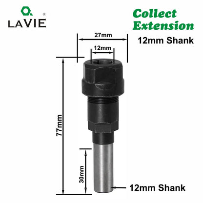 1 Pc 1/4" 8Mm 12Mm 1/2" Shank Router Bit Extension Rod Collet Engraving Machine Extension Milling Cutter for Wood MC04003