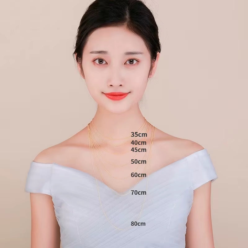 35Cm-80Cm 1Mm Thin 925 Sterling Silver Yellow Gold Colour Curb Chain Choker Necklaces Women Girls Jewelry Kolye Collares Collier