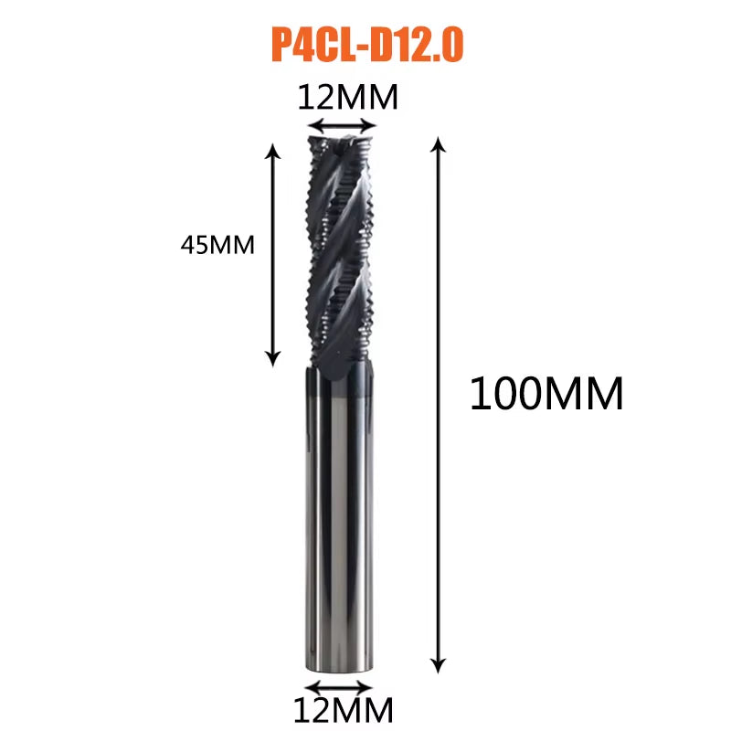 Solid Carbide Roughing End Mill 4 Flute CNC Milling Cutter Bits Router Bit for 50 Hrc Metal Roughing Machining 6Mm to 20Mm
