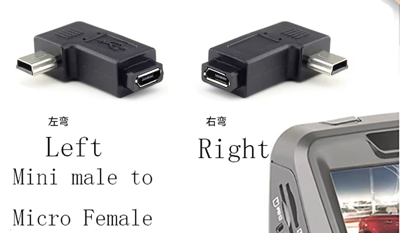 90 Degree Left & Right Angled Mini USB 5Pin Female to Micro USB Male Data Sync Adapter Plug Micro USB to Mini USB Connector