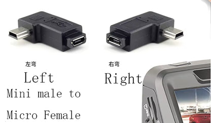 90 Degree Left & Right Angled Mini USB 5Pin Female to Micro USB Male Data Sync Adapter Plug Micro USB to Mini USB Connector
