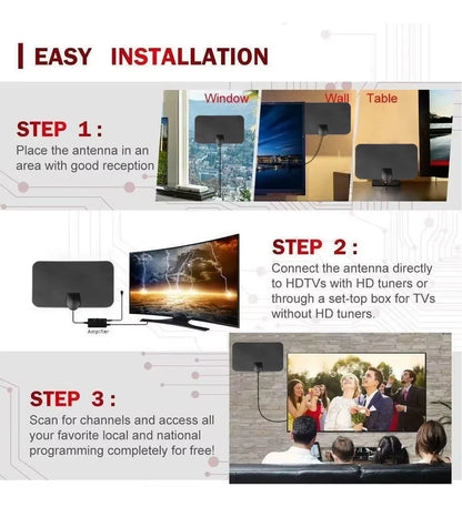 8K 4K TV Antenna for Global Digital TV 1080P 25DB High Gain Booster HD for RV Outdoor Car Antenna Indoor TV Free Channel