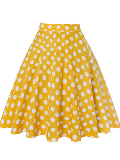 Women'S Runway Cotton Retro Vintage Skirt Black Faldas High Waist a Line Rockabilly Jupe 50S Swing Umbrella Skirts Pin up Skater