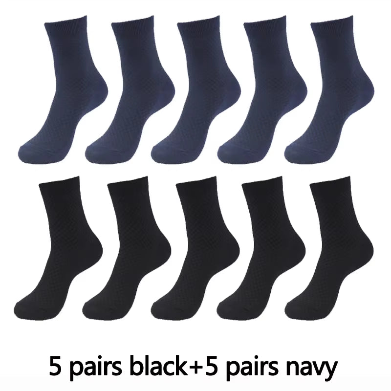 10 Pairs High Quality Bamboo Fiber Men'S Socks Business Breathable Deodorant Compression Socks Men Long Big Size EUR 38-46