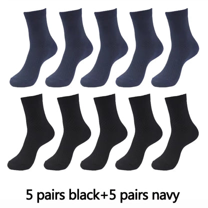 10 Pairs High Quality Bamboo Fiber Men'S Socks Business Breathable Deodorant Compression Socks Men Long Big Size EUR 38-46