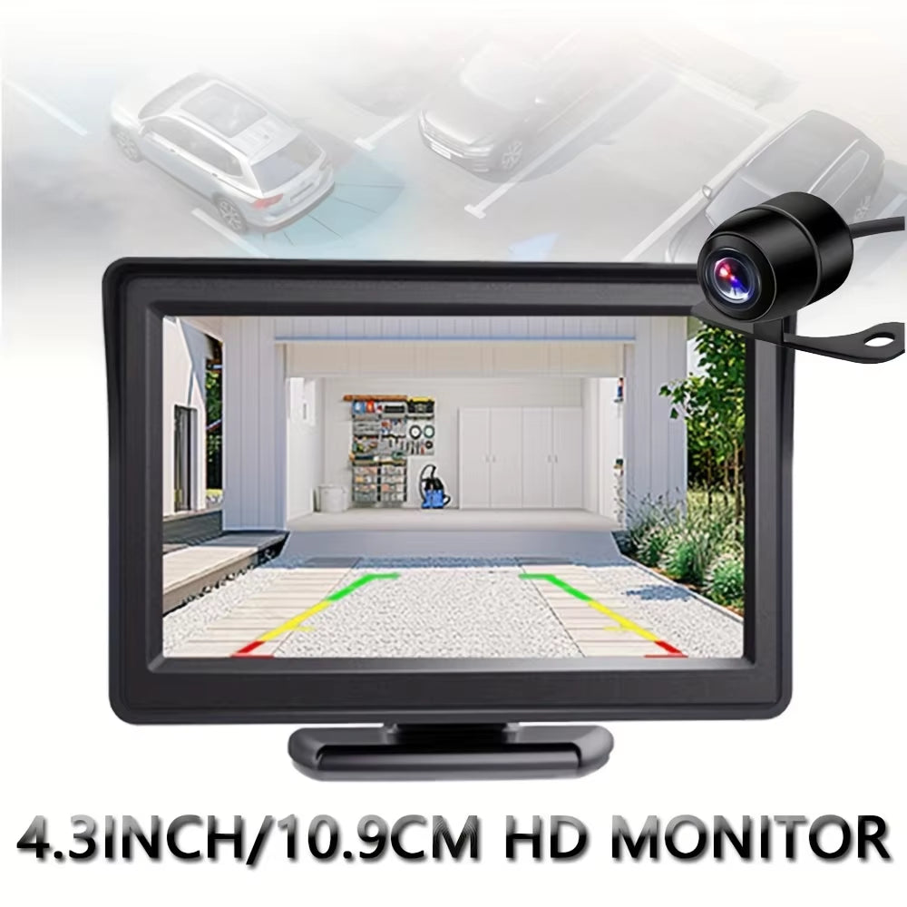 Car Monitor Camera 4.3-Inch Display HD Reversing Rearview Camera Car Reversing Kit for Car Pickup Universal RV SUV ALL