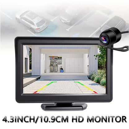 Car Monitor Camera 4.3-Inch Display HD Reversing Rearview Camera Car Reversing Kit for Car Pickup Universal RV SUV ALL