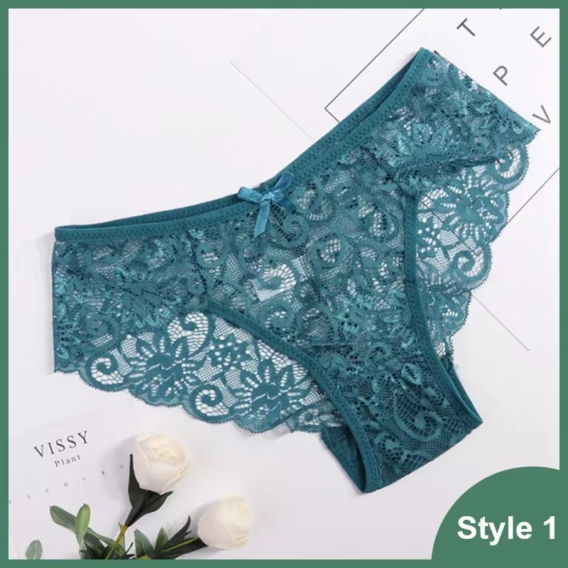 Women'S Panties Sexy Lace Transparent Underwear Hollow Out Female Low Waist Briefs Breathable Lingerie Intimates Underpants