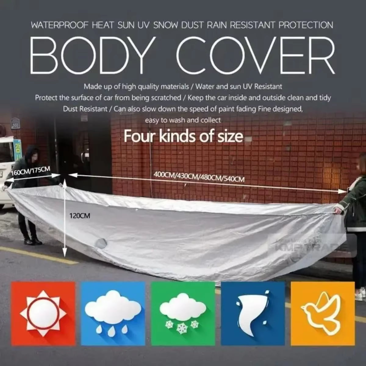 The Four Seasons Fit Full Car Cover Waterproof Dustproof PE Film Coat Aluminum Protective Sunshade UV Ray Reflectioncar Cover