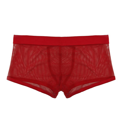 Boxers Men Mesh Sheer Underwear Sexy Man Transparent Boxer Shorts Underpants Trunks Cueca Panties See-Through Bottoms