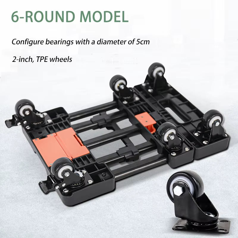 Trolley with Brakes Cargo Trolley Car Home Portable Trolley Foldable Outdoor Small Trailer Six Wheels