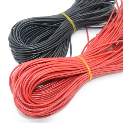 10 Meter/Lot High Quality Wire Silicone 10 12 14 16 18 20 22 24 26 28 30AWG 5M Red and 5M Black Color