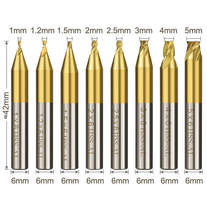 1Pc 6Mm Shank Titanium Coated Key Cutting Machine End Milling Cutter 1/1.5/2.0/2.5/3.0/4.0/5.0Mm Vertical Key Machine