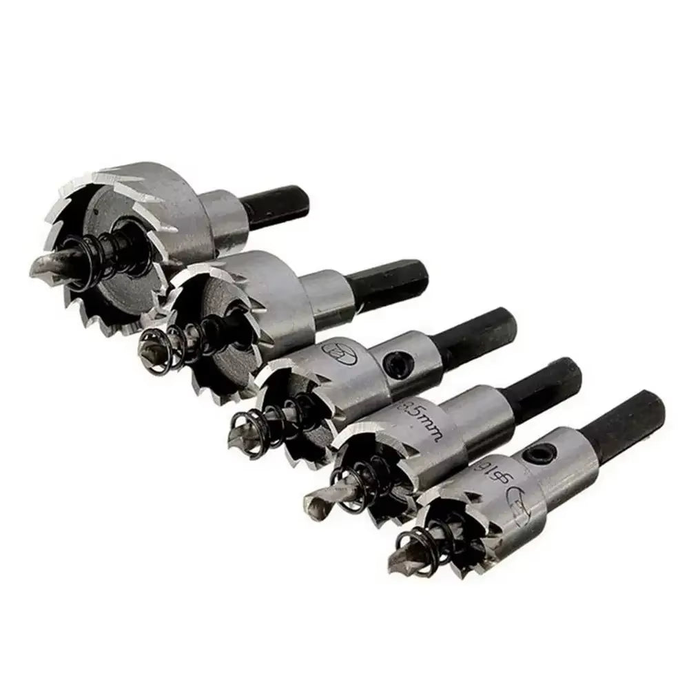 5Pcs Carbide Tip HSS Drill Bit Hole Saw Set Stainless Steel Metal Alloy 16/18.5/20/25/30Mm Woodworking Tools