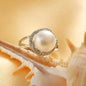 925 Sterling Silver Jewelry on Sale Big Natural Pearl Rings for Women Stone Ring Adjustable White/Pink/Purple Pearl