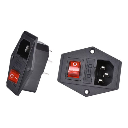 3D Printer Parts 10A 250V Power Switch AC Power Outlet with Red Triple Rocker Switch Fused Module Plug for 3D Printer