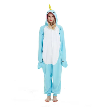 Blue Stitch Kigurumi Animal Adults Cat Bear Shark Onesies Pajama Raccoon Costumes Dragon Jumpsuit Christmas
