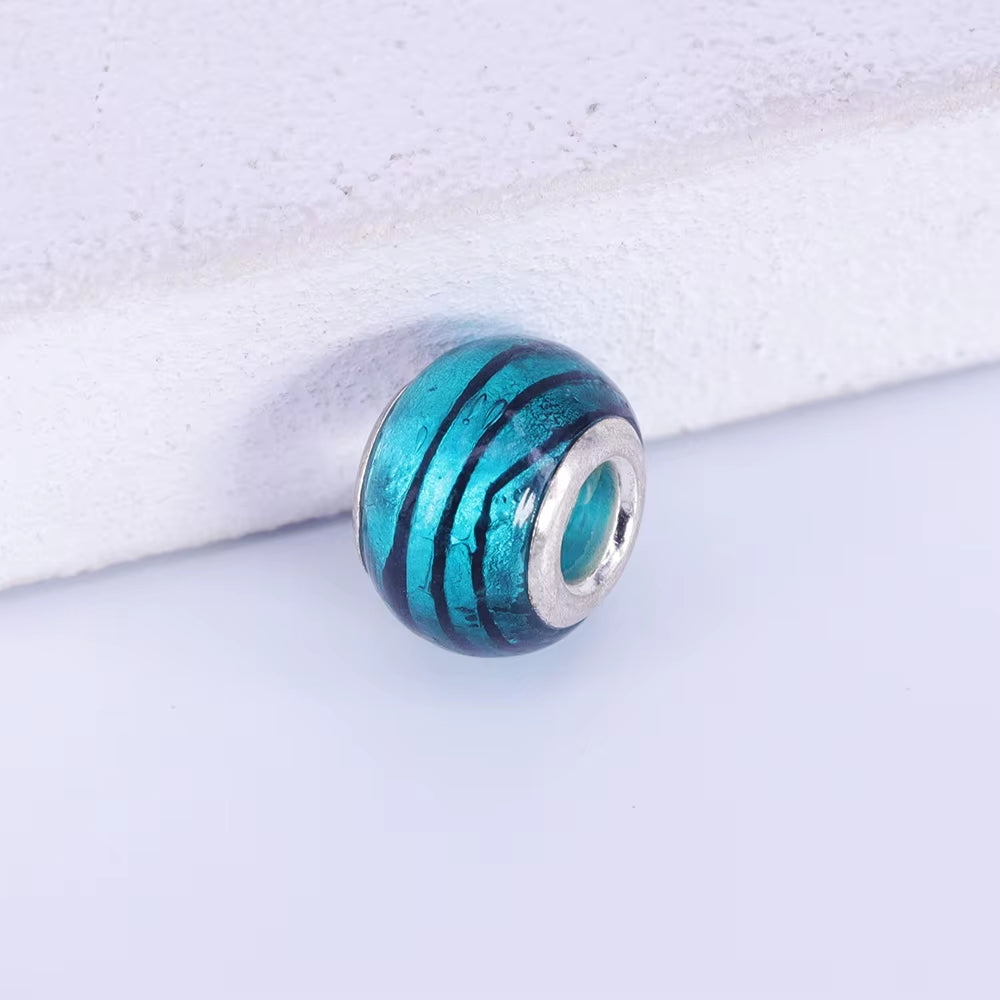 New European Colorful Lampwork Glass Bead Murano Plastic Aolly Charm Fit Pan Brand Bracelet Bangle Women DIY Jewelry Dropship