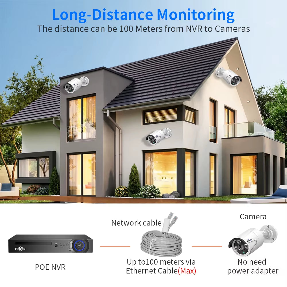5MP 3MP 8CH POE NVR Video Audio Record ONVIF CCTV IP Security Surveillance Camera System Kit Set Outdoor House Waterproof