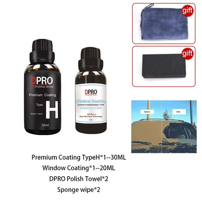 Dpro 9H Ceramic Car Coating Liquid Glass Waterproof Nano Ceramics Paint Care Anti-Scratch Hydrophobic Car Detailing Polish Kit