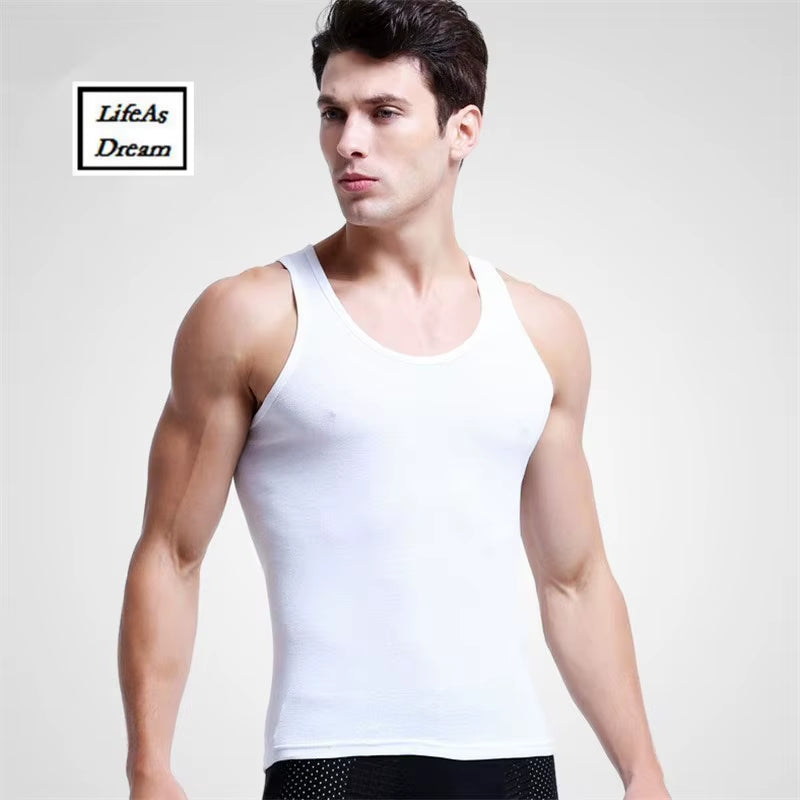 3Pcs/Lot Cotton Mens Underwear Sleeveless Tank Top Solid Muscle Vest Undershirts O-Neck Gymclothing T-Shirt Men'S Vest
