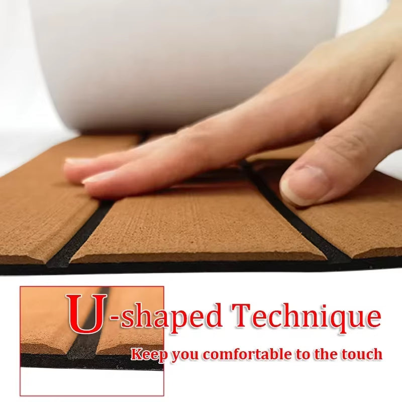 580X2400X5Mm EVA Foam Faux Teak Boat Decking Mat Brown Deck Sheet Yacht Flooring anti Skid Mat Self Adhesive Vehicle Pad
