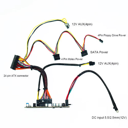 12V 300W DC DC ATX Peak Pico PSU ATX Switch Mining 24Pin Mini PSU ATX PC Power Supply for Computer Accessories