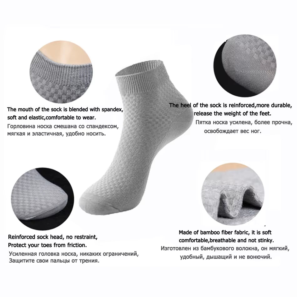 10 Pairs High Quality Bamboo Fiber Men'S Socks Business Breathable Deodorant Compression Socks Men Long Big Size EUR 38-46