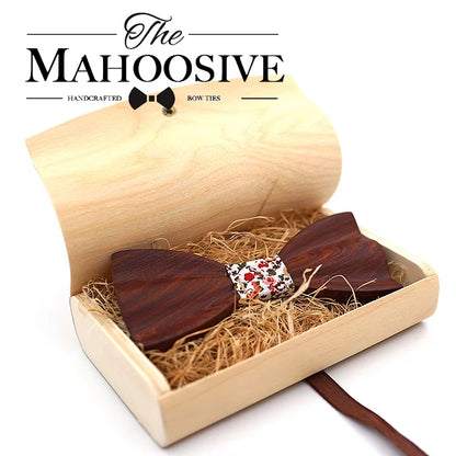 Mahoosive Bow Ties Wood Boxes Organizer Natural Wood Boxes with Lid Golden Lock Wood Boxes for Gifts Caja Madera Wooden Boxes