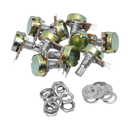 10PCS WH148 Linear Potentiometer B1K B2K B5K B10K B20K B50K B100K B250K B500K B1M 15Mm Shaft with Nuts Washers 3Pin WH148