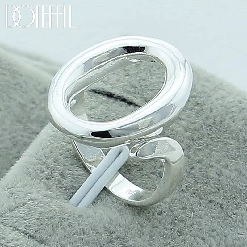 925 Sterling Silver Circle O Open Adjustable Size Rings for Women Wedding Engagement Party Jewelry