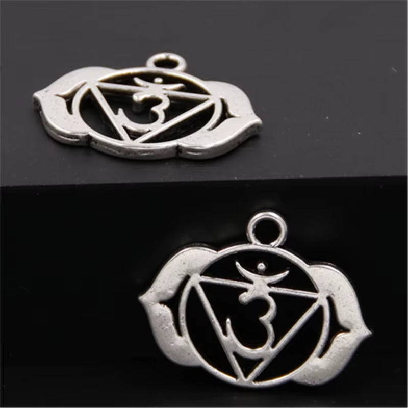 21Pcs Silver Color 7 Chakra Charms Mandala Pendant Yoga OM Buddhist Metal for Jewelry Making Supplies