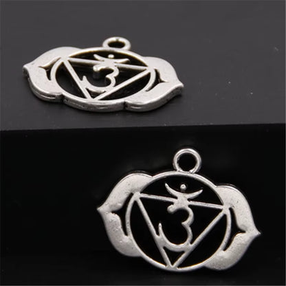 21Pcs Silver Color 7 Chakra Charms Mandala Pendant Yoga OM Buddhist Metal for Jewelry Making Supplies