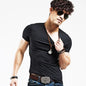2025 Brand New Men T Shirt Tops V Neck Short Sleeve Tees Men'S Fashion Fitness Hot T-Shirt for Male Man T-Shirt Size 5XL